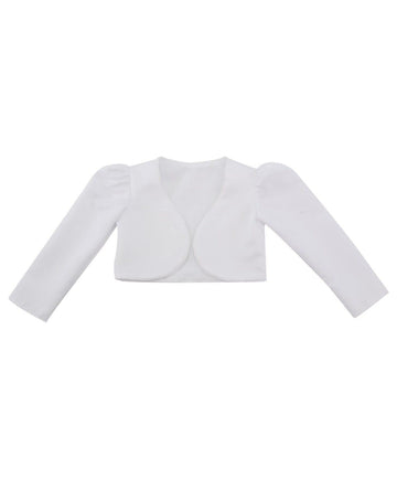 Baby Girl Long Sleeves Communion Christening Baptism White Bolero Flower Girl Formal Wedding Cardigan Jacket Age 8-9