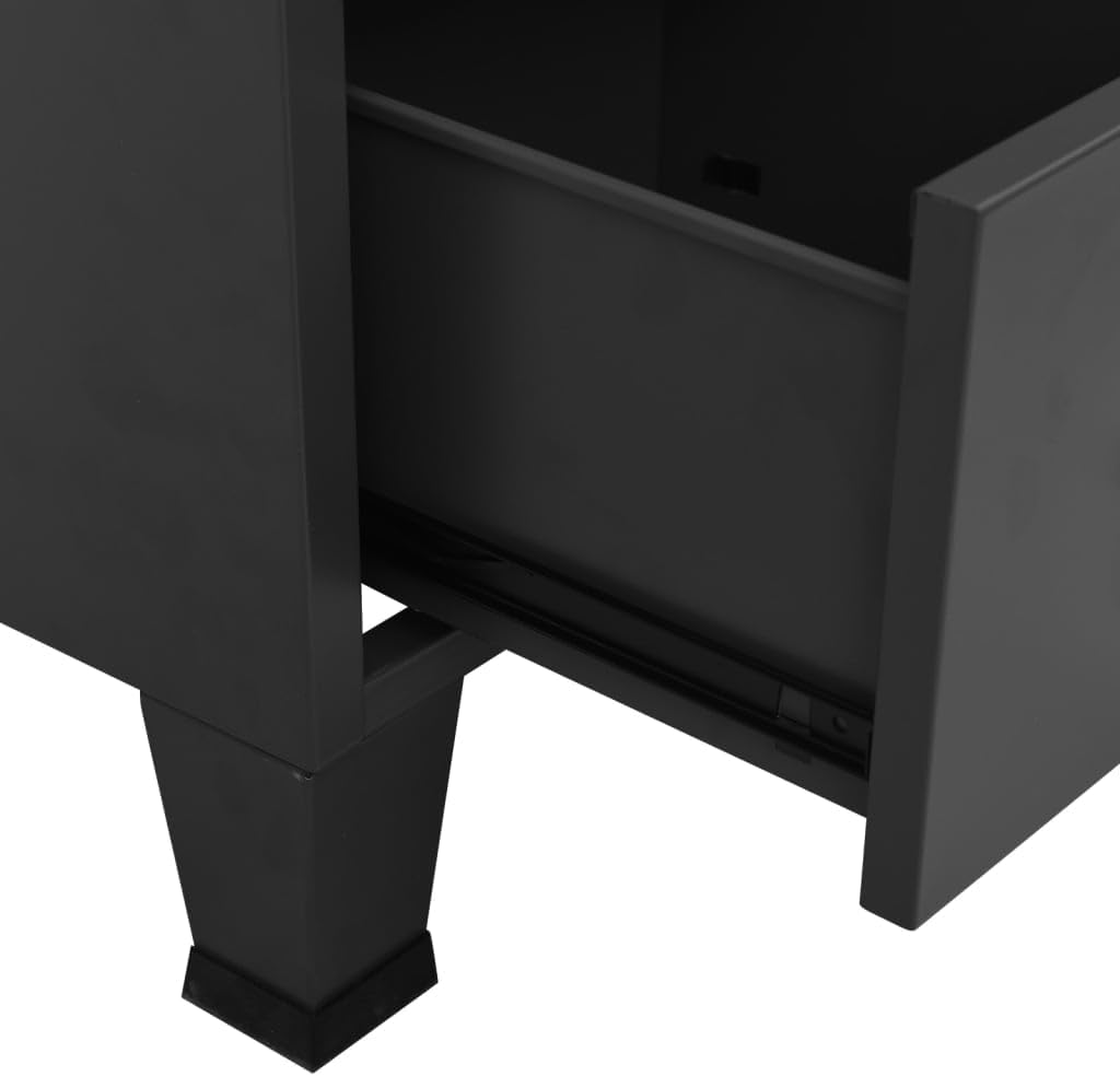 Industrial Storage Cabinet with 2 Doors, Metal Accent Storage Chest Bedroom, Anthracite Grey Organizer Console Table