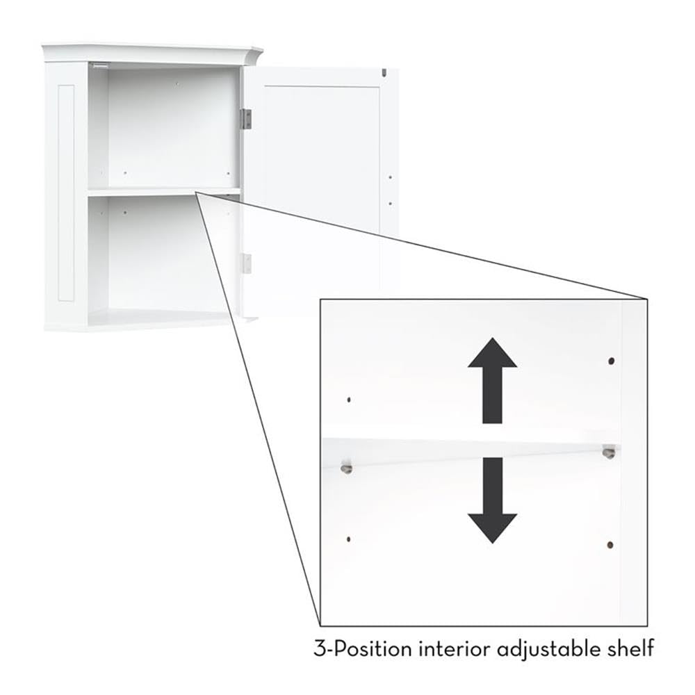 Somerset Bathroom Corner Wall Linen Storage Cabinet, White