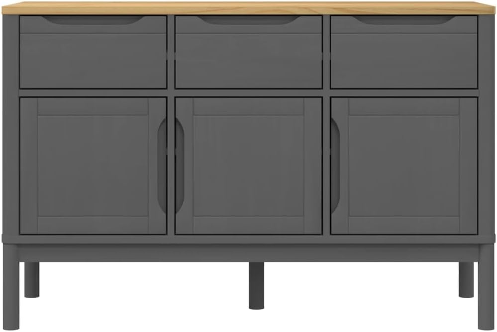 Gray Pine Wood Sideboard 44.9" Buffet Storage Cabinet | Modern gray wood accent chest with spacious top and wooden