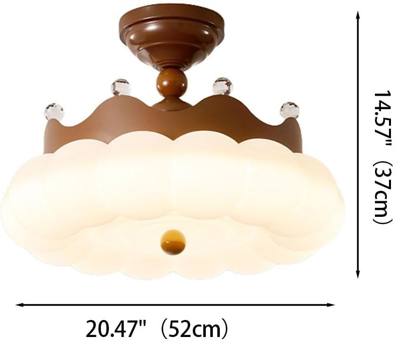 Modern Semi-Flush Mount Ceiling Light, Cloud Scalloped LED Fixture, 20.5 Inch Coffee Lamp, Eye Protection Design