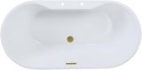 VT7DE552823C427 55" Acrylic Oval Double Ended Freestanding Tub with Drain, Glossy White/Brushed Brass