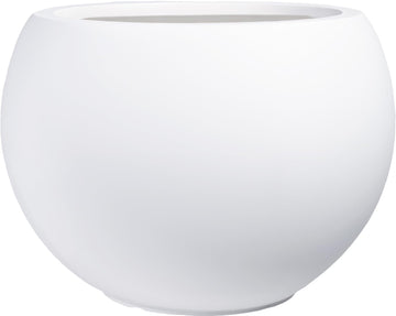 10" H x 14" Dia White Fiberstone Planter Pot with Drainage Hole, Large Round Indoor Outdoor Flower Pot for Plants
