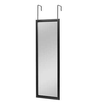 Over The Door Wall Mirror, 43" x 18", Black, Plastic Frame