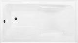 CVTAP543023L0 54" Acrylic Rectangular 3-Wall Alcove Tub with Armrests, Left Hand Drain, Glossy White/Matte Black