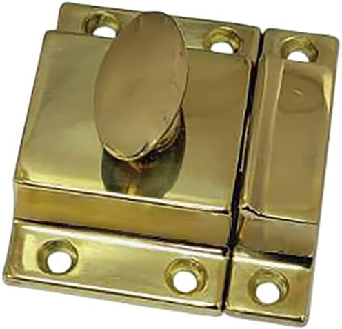 Traditional Large Oval Turn Cabinet Latch, Solid Brass, 2", & Other Furniture, Polished Brass, 1 Pack, Made in Taiwan