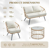 4-Piece PE Rattan Outdoor Patio Furniture Set | Beige with Thick Cushions for Backyard, Garden & Porch