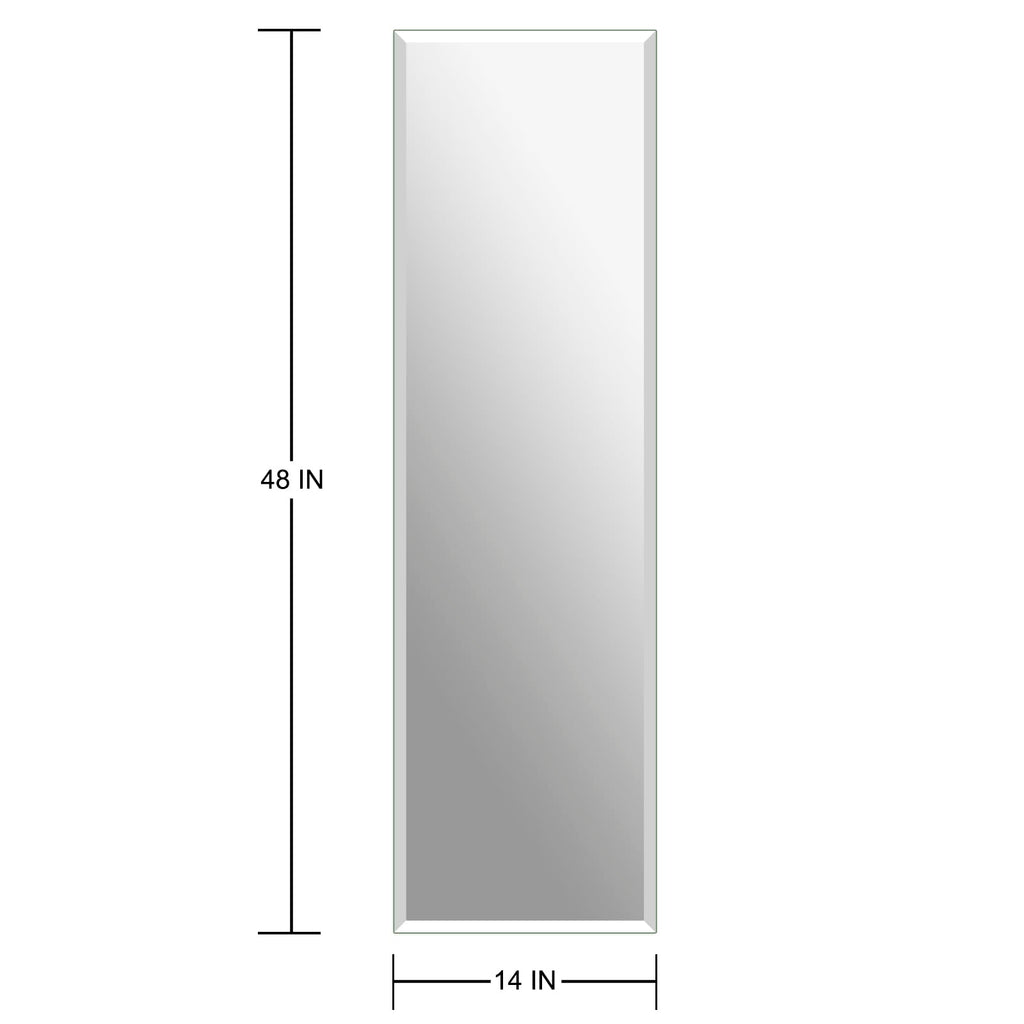 Frameless Full Length Mirror for Wall, 48x14 Inch Bathroom Vanity Mirror