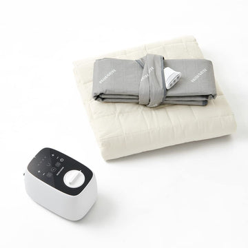 EQM350 Water Heated Mattress Pad King Size, Fast Heating Water Bed Warmer, Dual-Zone Temp Control, Low EMF, Water