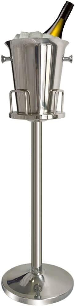 Ice Bucket with Stand 201 Stainless Steel Standing Ice Bucket Ice Cube Container, Wine Bucket on Stand Silver