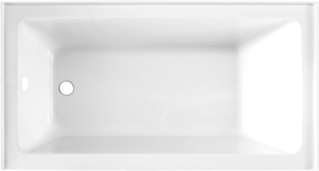 VTDR603022L 60-Inch Acrylic Curved Apron 3-Wall Alcove Tub with Left Hand Drain Hole, White