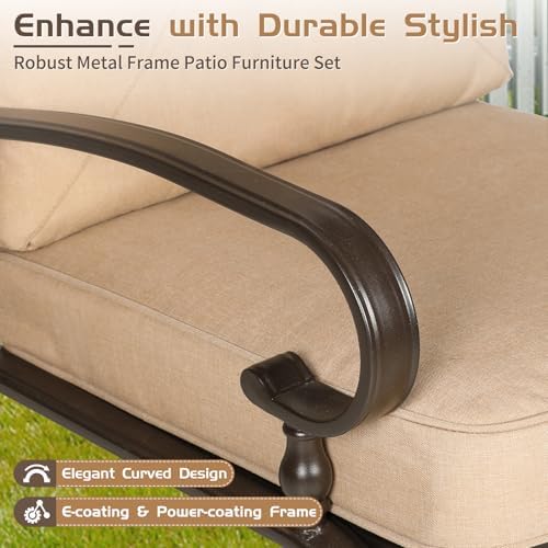 5-Piece Metal Outdoor Patio Furniture Set - Conversation | Brown for Patio, Garden & Porch