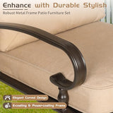 5-Piece Metal Outdoor Patio Furniture Set - Conversation | Brown for Patio, Garden & Porch