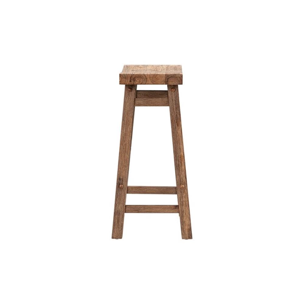 Inspired Bertoia Style Sonoma Counter Height Backless Saddle Stool, Barnwood Wire-Brush Finish, Set of 2