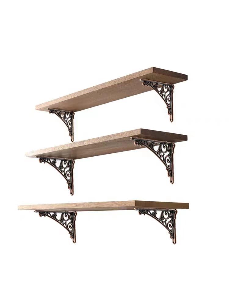 Decorative Shelf Bracket 8 inch, Antique Copper Brackets for Shelving, Heavy Duty Vintage, DIY Projects, Hardware