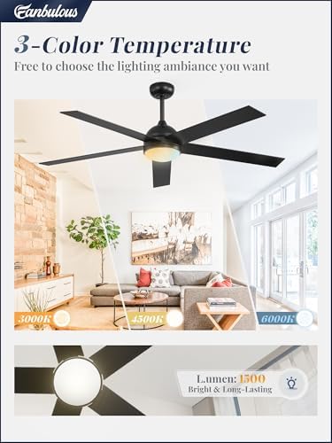 60" Ceiling Fan with LED Light and Remote - Black