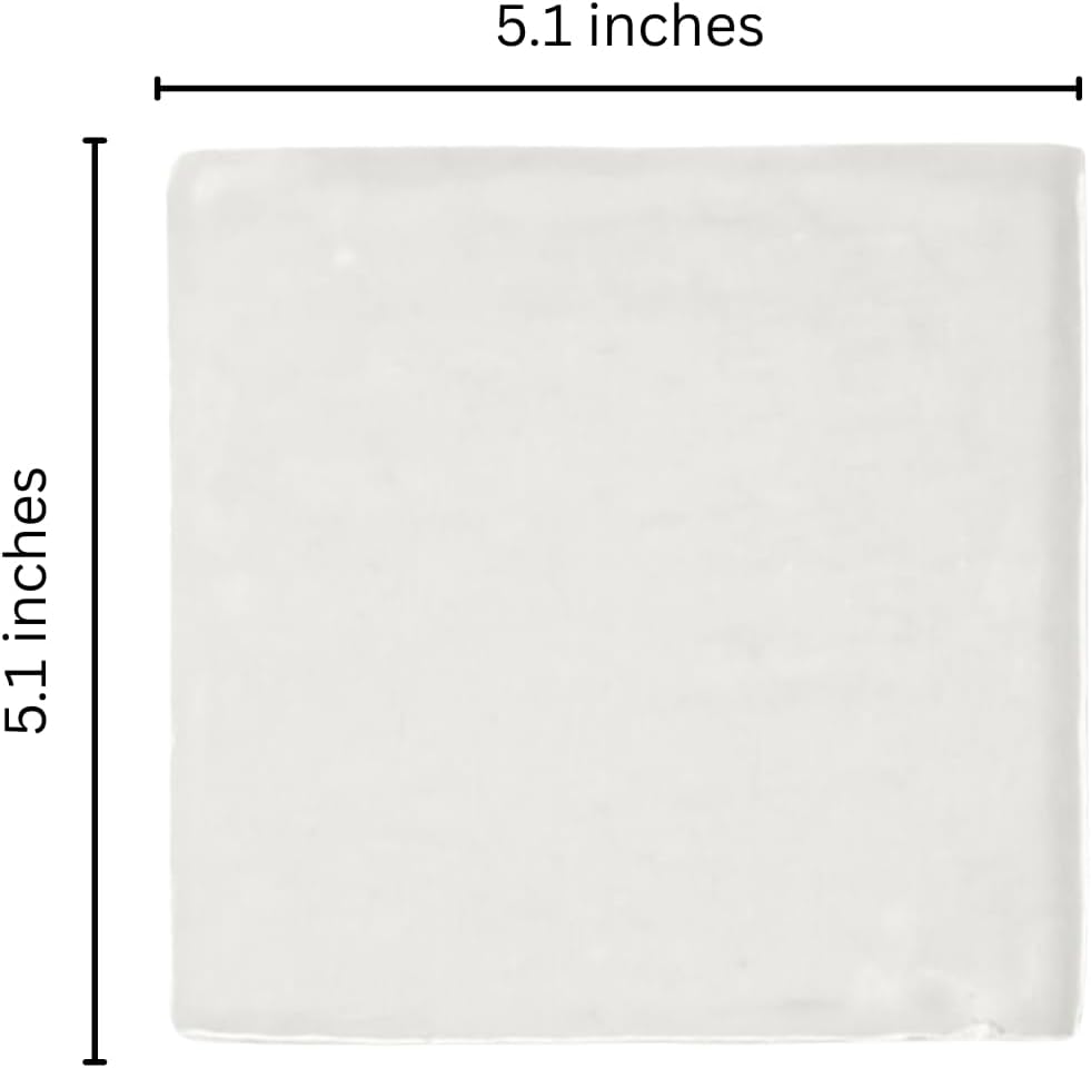 5x5 Inch Square Ceramic Subway Wall Tile Glossy Handmade Look , Backsplash, Bathroom, Fireplace, Shower (Box of 30