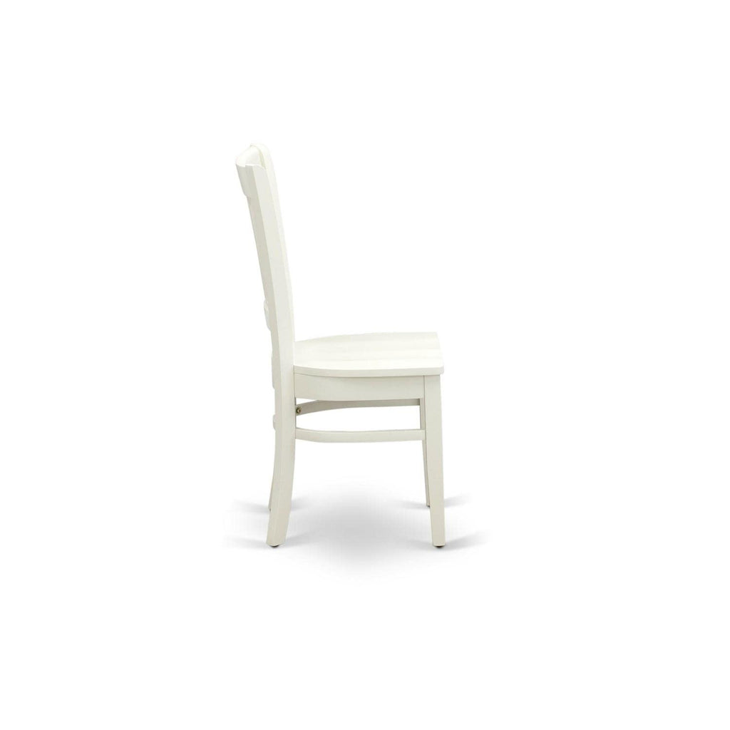 West Furniture VAC-LWH-W Vancouver - Slat Back Wood Seat Kitchen Chairs, Set of 2, Linen White