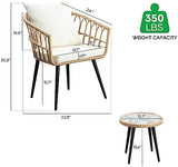 3-Piece Wicker Outdoor Patio Furniture Set - Bistro | Beige for Backyard, Garden & Porch