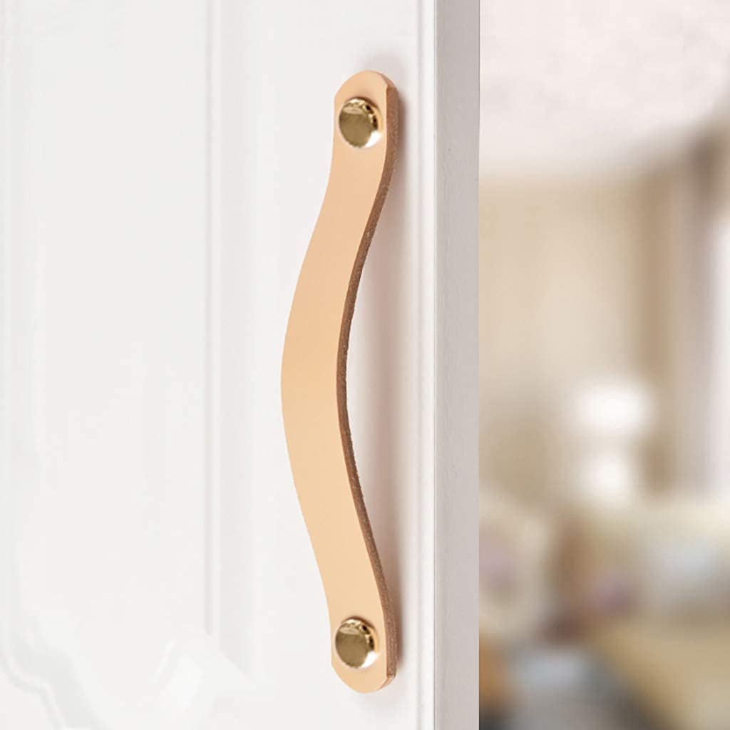 8 Pack 200mm Lengthened Soft Genuine Leather Drawer Pulls Handle,Wardrobe Cabinets Kitchen Closet Knobs Door Pulls