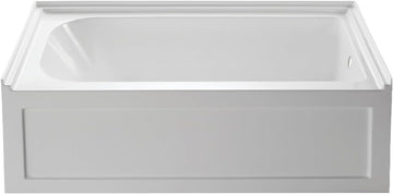 VTAP6032R21A 60-Inch Anti-Skid Acrylic 3-Wall Alcove Tub with Right Hand Drain Hole, White