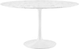 Lippa Round 54" Mid-Century Modern Artificial Marble Dining Table in White
