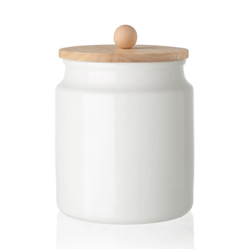 Ceramic Kitchen Canisters, 58 FLOZ Porcelain Food Storage Jar with Airtight Seal Wooden Lid, Home Container Serving