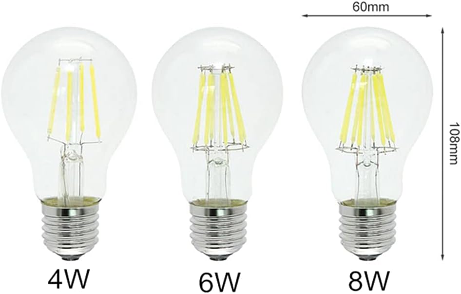A19 4W Dimmable LED Edison Bulbs A60 E26/E27 Base LED Filament Bulbs Kitchen Living Room,4 Watts(40W