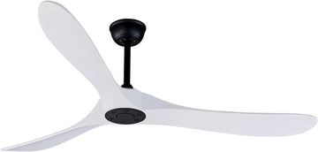 Inspired Maverick Style 60" White Ceiling Fan Without Lights,DC Motor Quiet Energy Saving,3 White Balsa Wood