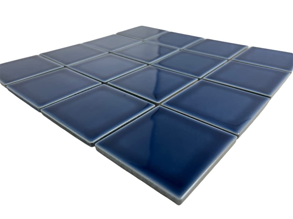5 sq.ft. Navy Blue 3x3 Inches Porcelain Tile - Polished Square Mosaic for Swimming Pools, Spas, Showers, Kitchen