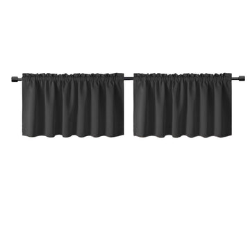 Black Kitchen Curtain 20 in Rod Pocket Blackout Tiers