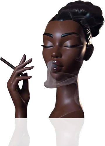 Incense Holder,Black Woman Smoking Head Incense Burner, Sophisticated and Elegant Headscents-Head Incense Burner,Desk