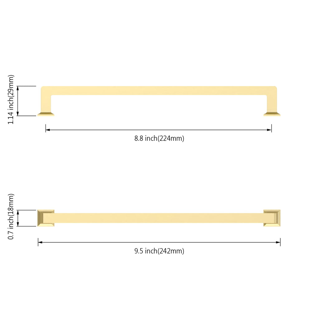 10 Pack 8.8 inch Brushed Gold Kitchen Cabinet Handles