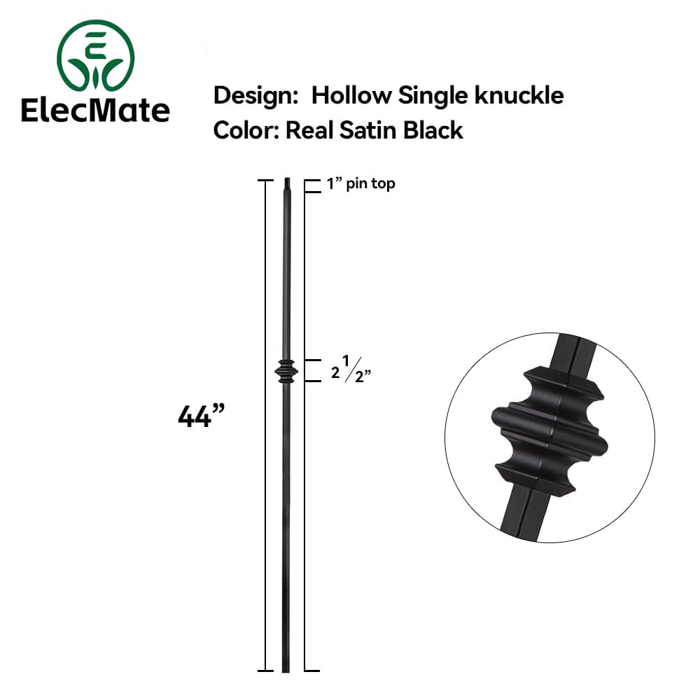 Staircase Iron Balusters (Box of 10) Stair Spindles 1/2" Square Metal Balusters - Hollow Single Knuckle Staircase