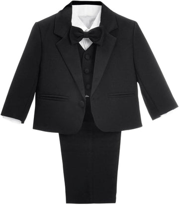 Boys 5 Pcs Formal Tuxedo Suits, Baby Toddler to 8Y