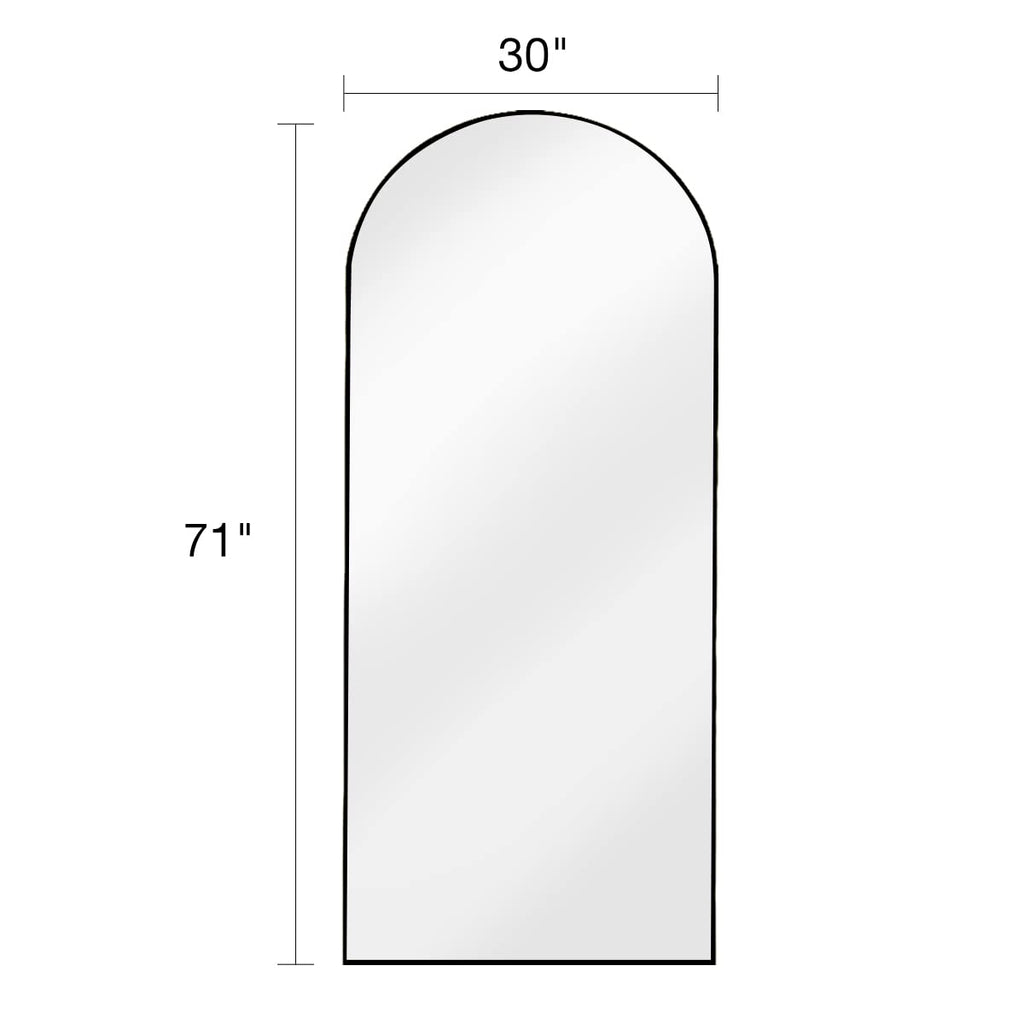 Full Length Mirror with Stand, 30"x71" Floor Mirror Freestanding, Arched Wall Mirror, Oversized Mirror Full Length