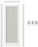 30" x 80" Pantry Door with Prehung Door Jamb, Right-Handed Interior Door, 1-Lite Frosted Glass, White MDF with