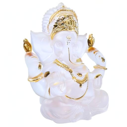 5.6''H Blessing White Statue of Lord Ganesha Ganpati Elephant Hindu God