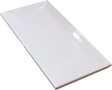 4x10 White Glossy Finish Beveled Edge Ceramic Subway Wall Tile (38 Pieces 11 Sq. Ft. / Box) Wall, Backsplash
