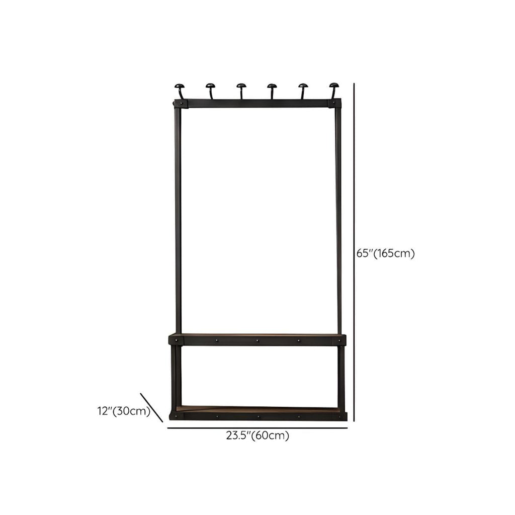 Industrial Coat Rack Shoe Bench with 7 Hooks Farmhouse Entryway Bench with Coat Rack Hallway Bench with Storage Shelf