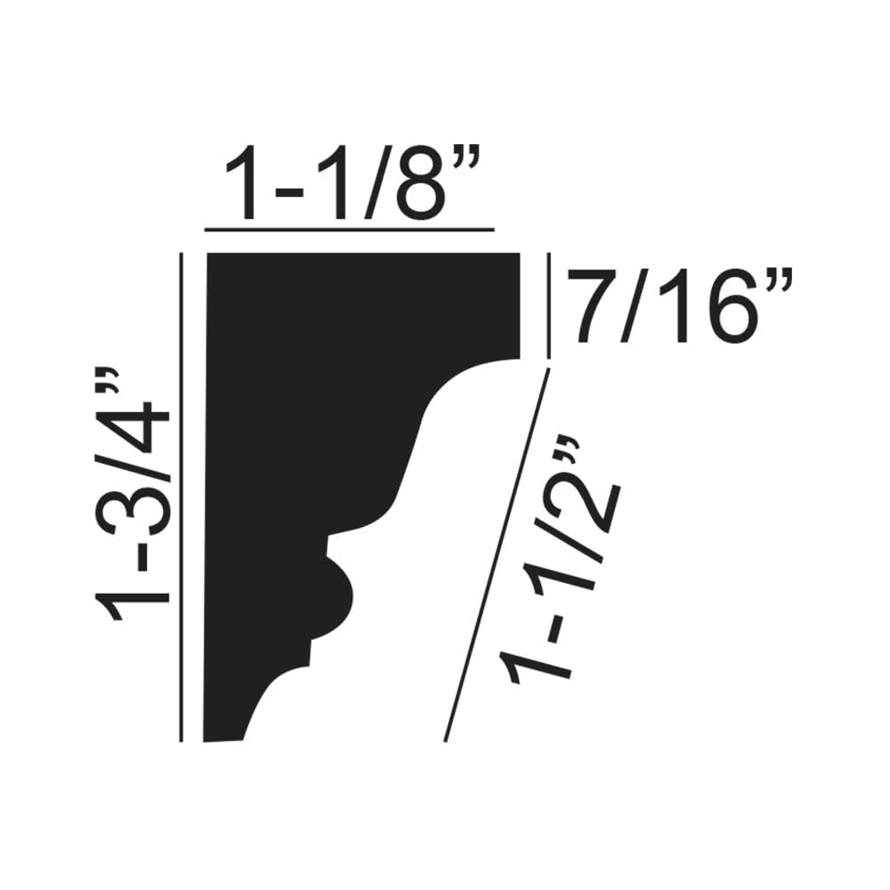 10 Pack 48 Inch Crown Moulding (40 Feet in Total), 1-1/2" Face x 1-3/4" High x 1-1/8" Projection - Primed White High