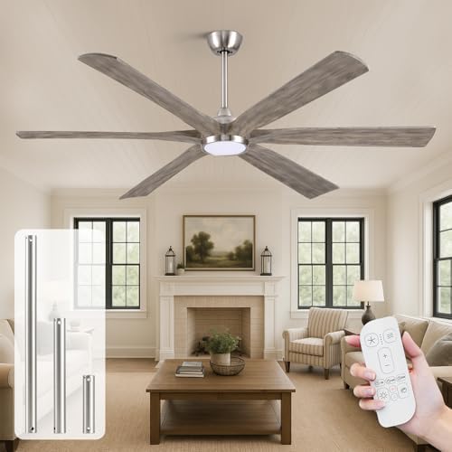 Savey'Sley 60" Ceiling Fan with LED Light and Remote - Gray