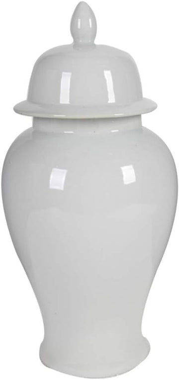 Decorative Porcelain Ginger Jar with Finial Lid, Large, White