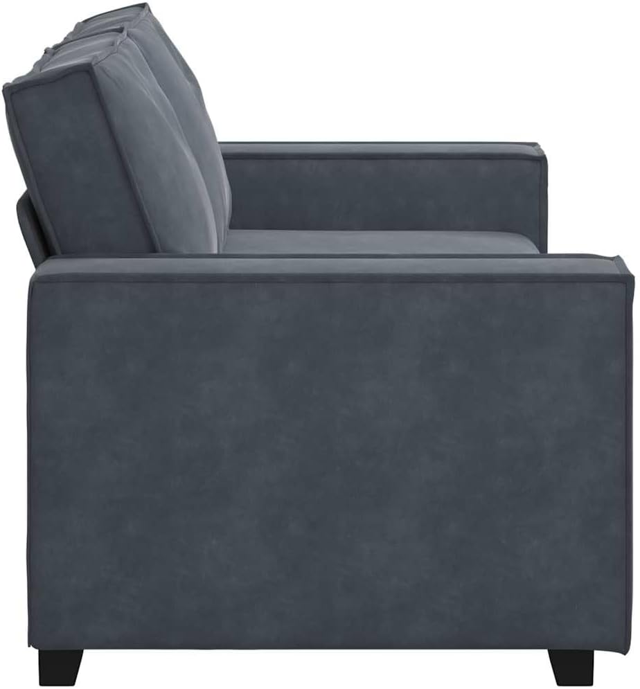 Upholstered 2-Seater Sofa Dark Gray 55.1 Inch Velvet Loveseat with Wide Armrests , Small Sofa with Sturdy Wood and