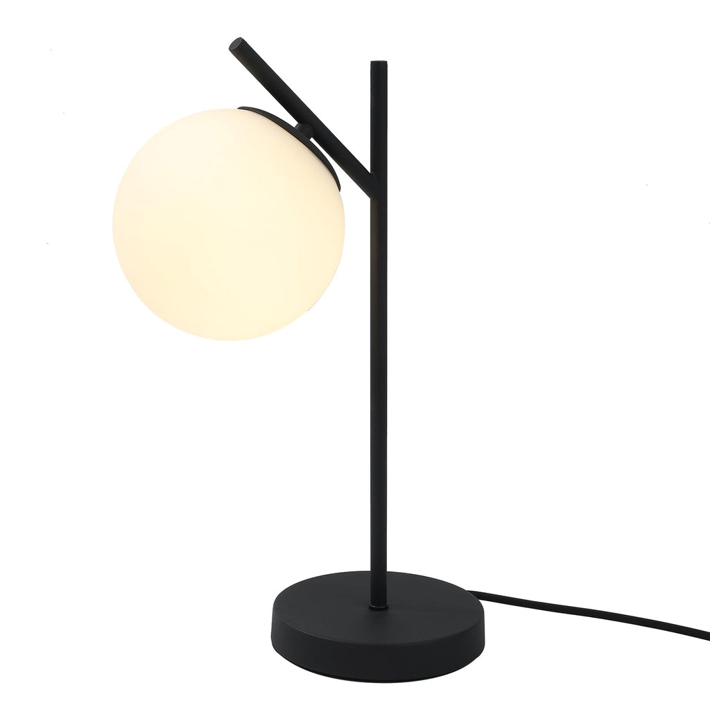 Mid Century Modern Table Lamp Contemporary White Glass Globe Table Lamp Vintage Nordic Desk Lamp Metal Nightstand