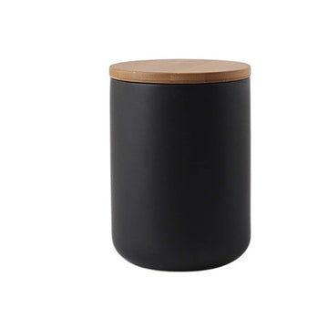 Food Storage Containers Ceramic Kitchen Canister Tea Caddy Favor Jars with Sealed Bamboo Lids Airtight Rubber Gasket