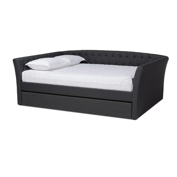 Delora Full Size Dark Grey Upholstered Daybed with Trundle
