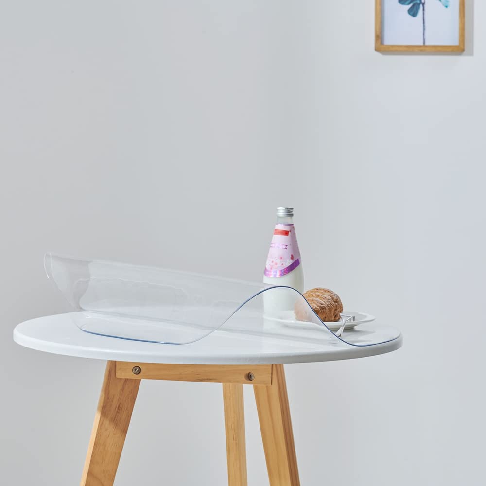 Clear Round Table Cover Protector 22 Inch, 1.5mm Vinyl Desk Cover