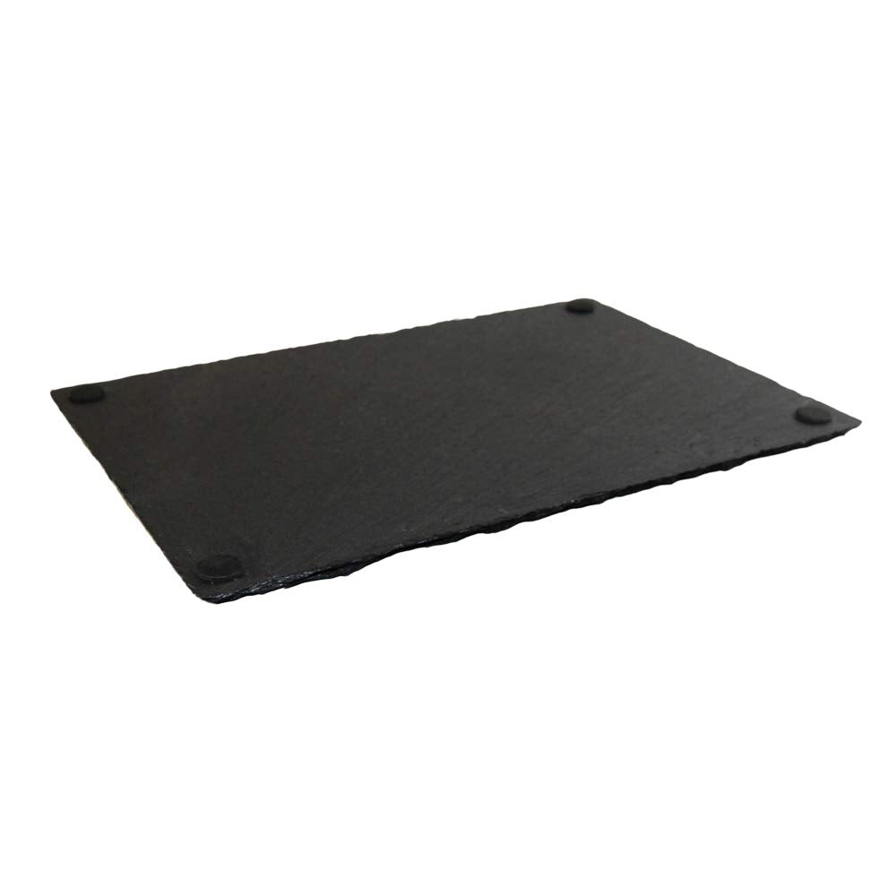 4 Pack 12 x 8 Black Slate Cheese Board with Natural Edge Dining Party, Charcuterie Stone Plates for Cake Fruit Meat