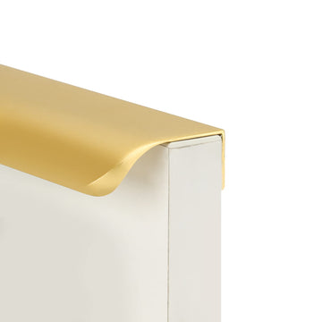 Matte Gold Cabinet Handles, Finger Pulls Cabinet Edge Pulls 5 Inch 5 Pack | Brushed Brass Drawer Handles, Flat Drawer